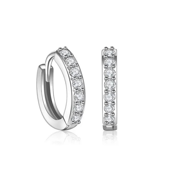 925 Sterling Earring Set: 2pc Earring Jacket, 2pc Huggie Hoops, 2pc Climbers - Picture 3 of 7